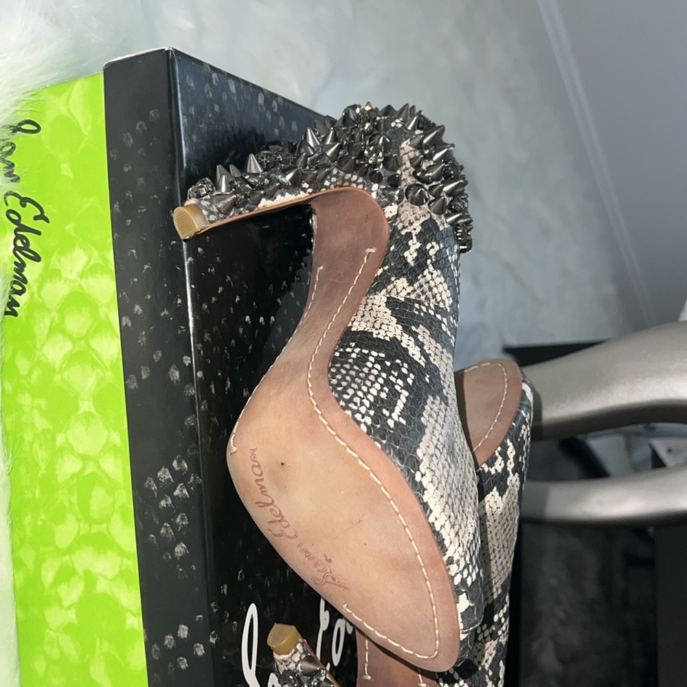 Sam Edelman Lorissa Gray Python Leather Peep Toe … - image 4
